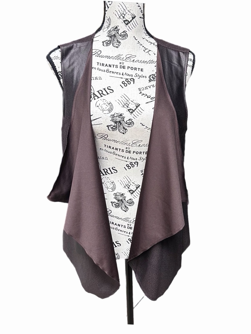 Fantazia Women Brown Drape Front Zip Vest Sleeveless Lightweight Sz M